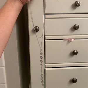 Dainty silver rose dangling necklace